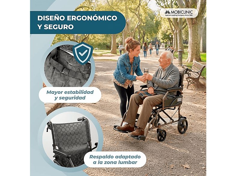 Silla de ruedas - MOBICLINIC Kefren, Gris — foto 6