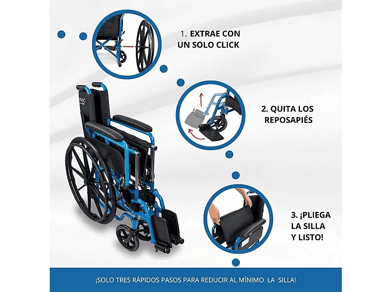 Silla de ruedas - MOBICLINIC Marsella, Azul — foto 3