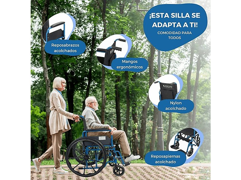 Silla de ruedas - MOBICLINIC Marsella, Azul — foto 4