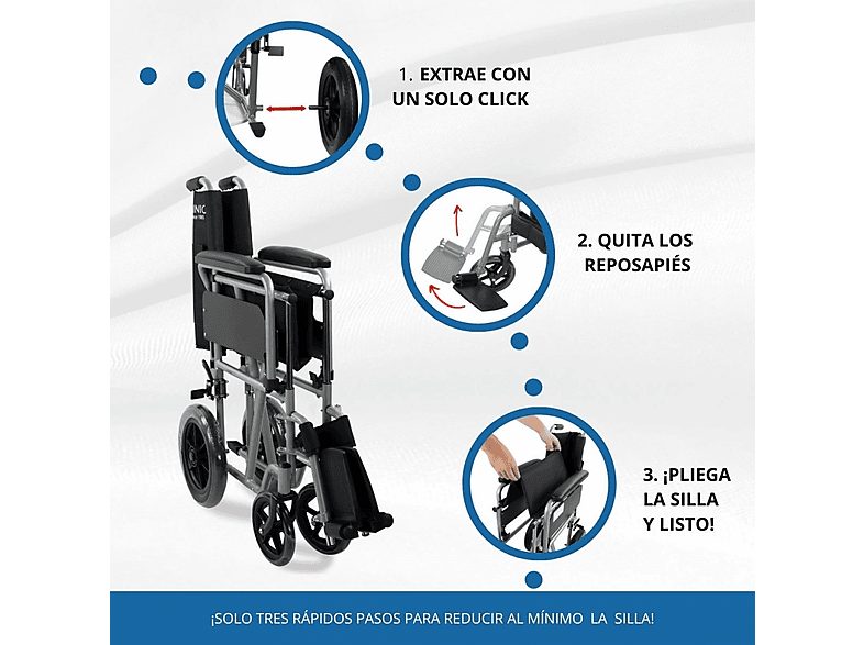 Silla de ruedas - MOBICLINIC Marsella, Gris — foto 3