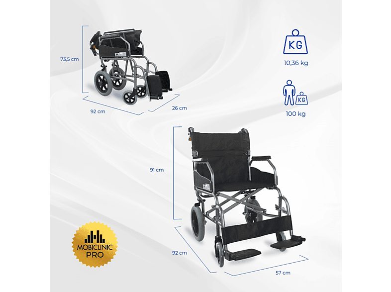 Silla de ruedas - MOBICLINIC Museo, Gris — foto 2