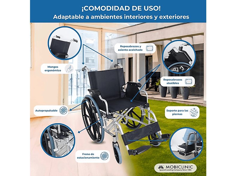 Silla de ruedas - MOBICLINIC Opera, Gris — foto 5