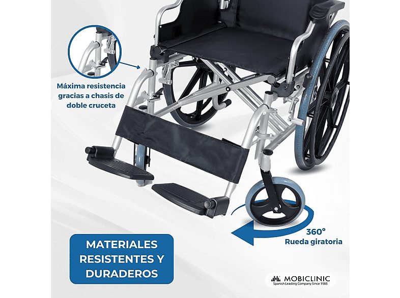 Silla de ruedas - MOBICLINIC Opera, Gris — foto 6