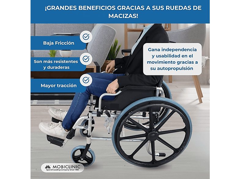 Silla de ruedas - MOBICLINIC Opera, Gris — foto 8