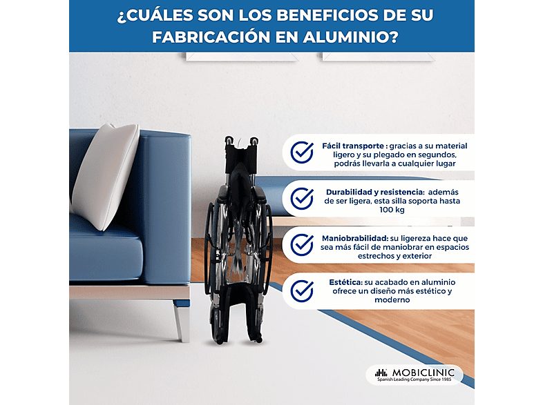 Silla de ruedas - MOBICLINIC Palacio, Gris — foto 3