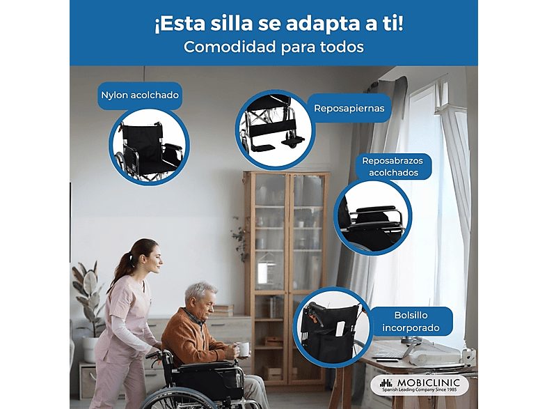 Silla de ruedas - MOBICLINIC Palacio, Gris — foto 7