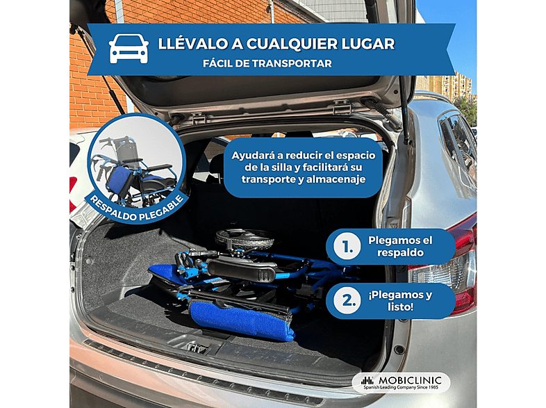 Silla de ruedas - MOBICLINIC Piramide, Azul — foto 4