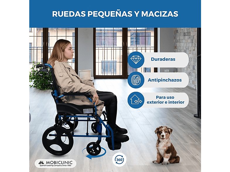 Silla de ruedas - MOBICLINIC Piramide, Azul — foto 5