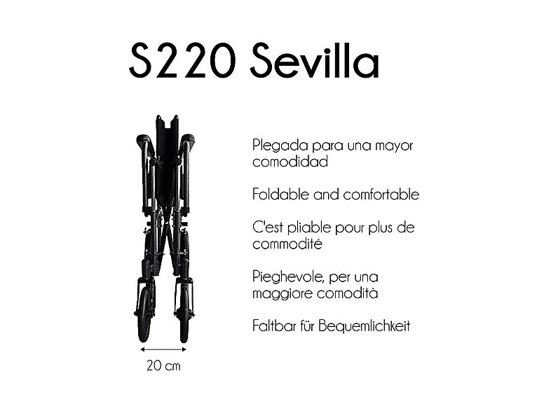 Silla de ruedas - MOBICLINIC S220, Negro — foto 7