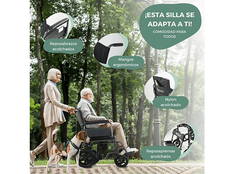Silla de ruedas - MOBICLINIC S230, Negro — foto 3
