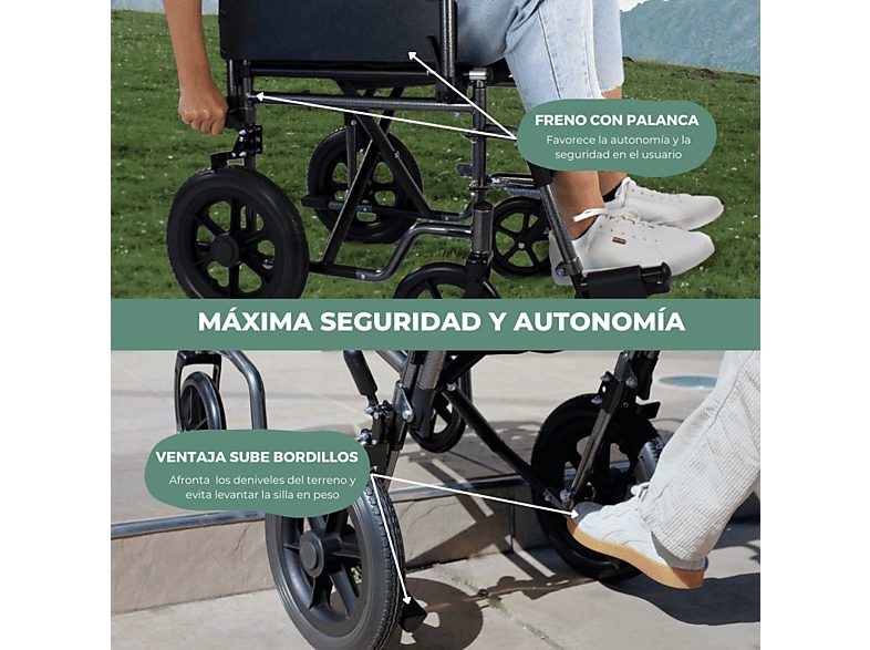 Silla de ruedas - MOBICLINIC S230, Negro — foto 6