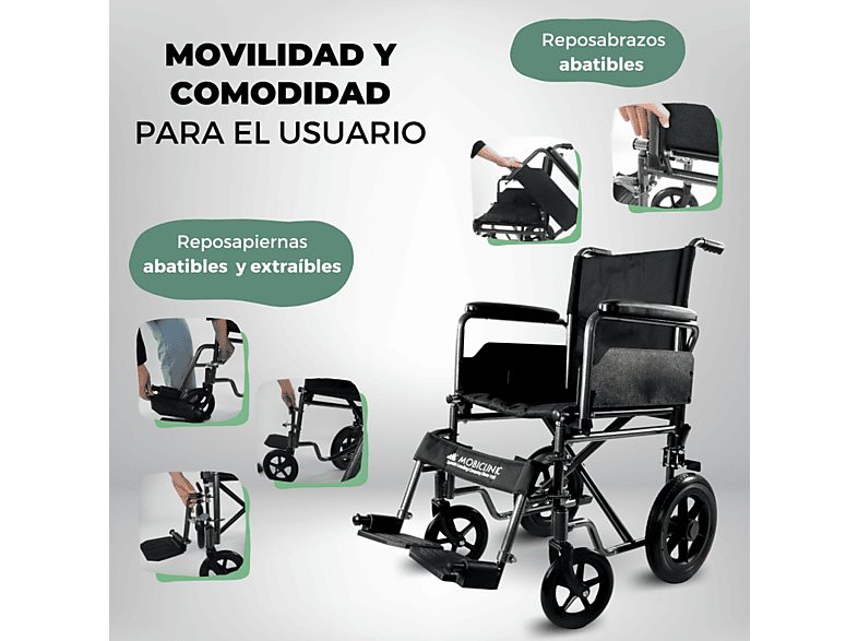 Silla de ruedas - MOBICLINIC S230, Negro — foto 9