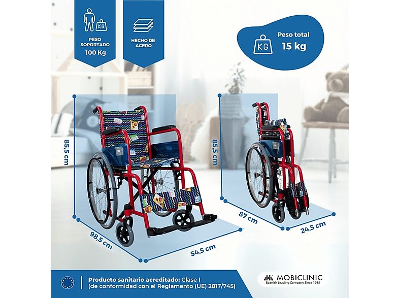 Silla de ruedas - MOBICLINIC Teatro, Rojo — foto 2