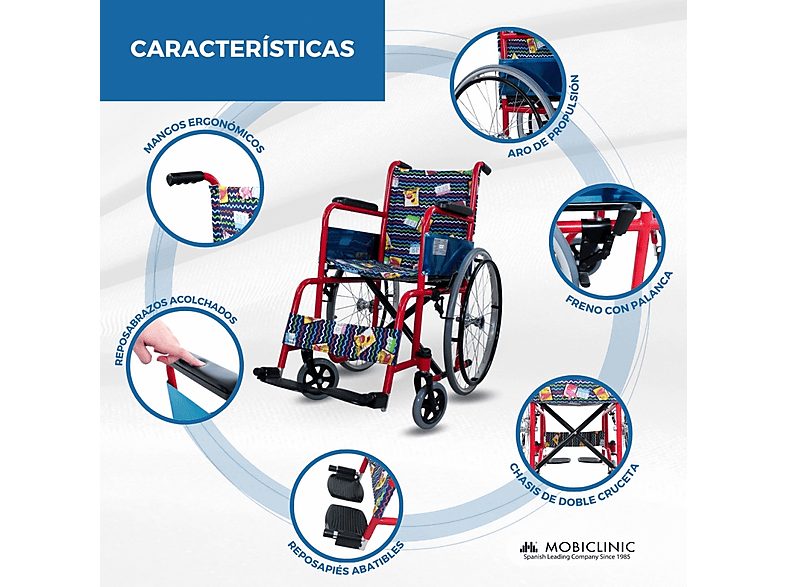 Silla de ruedas - MOBICLINIC Teatro, Rojo — foto 4