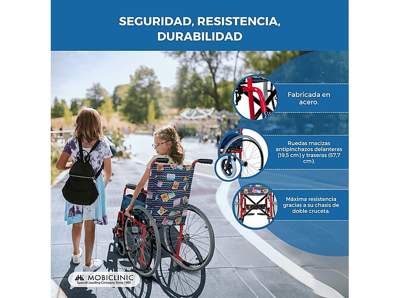 Silla de ruedas - MOBICLINIC Teatro, Rojo — foto 7