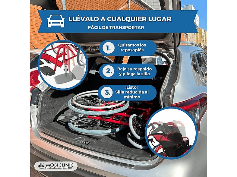 Silla de ruedas - MOBICLINIC Torre, Rojo — foto 4