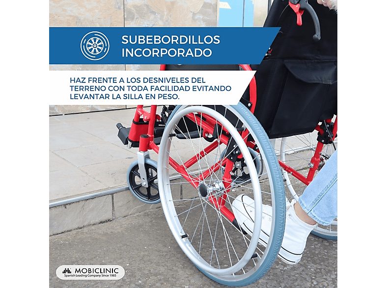 Silla de ruedas - MOBICLINIC Torre, Rojo — foto 6