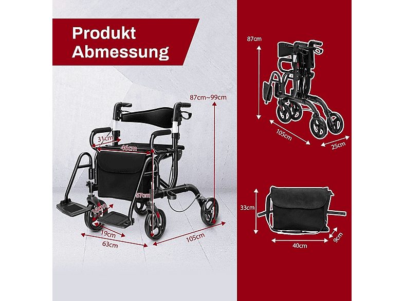 Silla de ruedas - NORTHIO 83773, Negro — foto 2