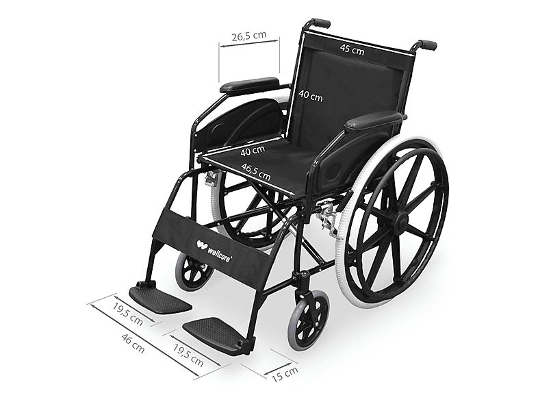 Silla de ruedas - WELLCORE WLLC1125, Negro — foto 3