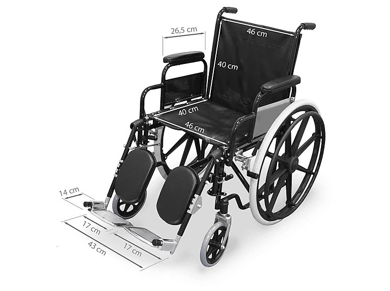 Silla de ruedas - WELLCORE WLLC1128, Negro — foto 3