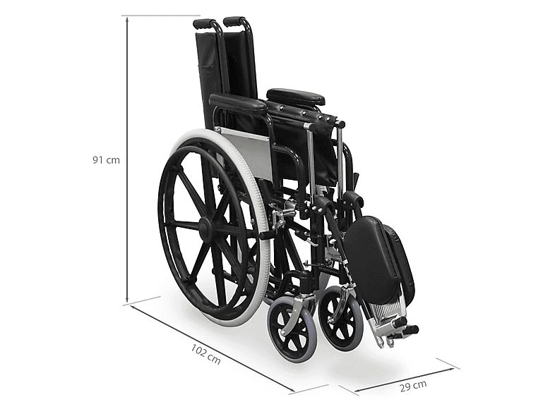 Silla de ruedas - WELLCORE WLLC1128, Negro — foto 4