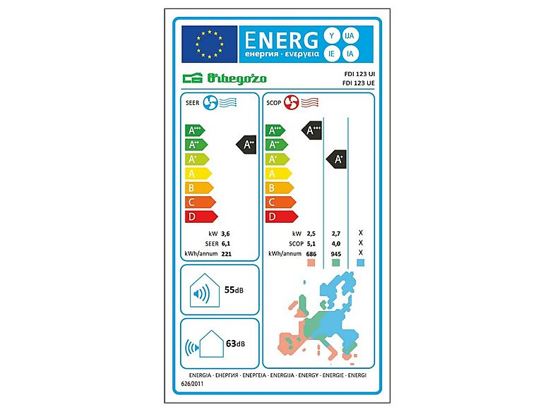 Split 1x1 - ORBEGOZO FDI123, Función Inverter, Blanco — foto 5