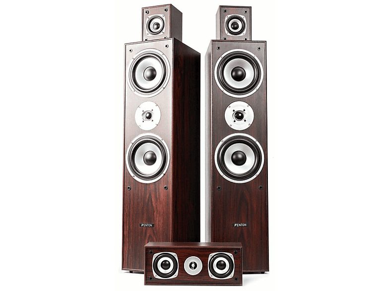 Subwoofer - FENTON Conjunto de altavoces envolventes 5.1 para cine en casa en nogal de 1300 W con subwoofer de 8", Brown — foto 6