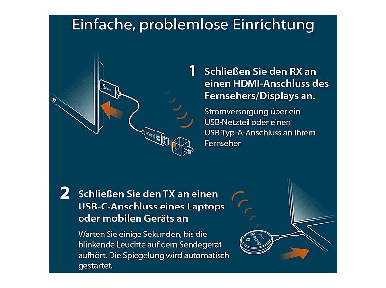 Transmisor de señal  - JVAW62-N ScreenCast USB-C J5CREATE, Blanco y Naranja — foto 4