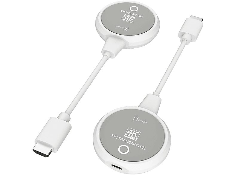 J5CREATE Transmisor de señal  - JVAW75-N HDMI 4K ScreenCast J5CREATE, Blanco / gris