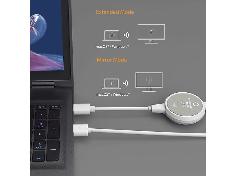 Transmisor de señal  - JVAW75-N HDMI 4K ScreenCast J5CREATE, Blanco / gris — foto 8